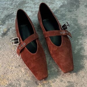 Vagabond Chestnut Suede Loafers with Buckle